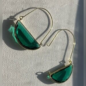 Elegant Green Gold-Tone Earrings
